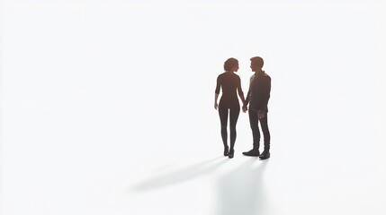 Couple holding hands, studio shot, white background, minimalist