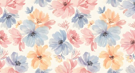 Elegant watercolor floral patterns in pastel shades, seamless and intricate, ideal for backgrounds