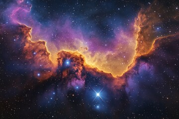 Fototapeta premium Cosmic Nebula: A Celestial Tapestry of Stars and Gas
