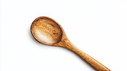 Wooden spoon, white background, cooking utensil, food preparation, minimalist design