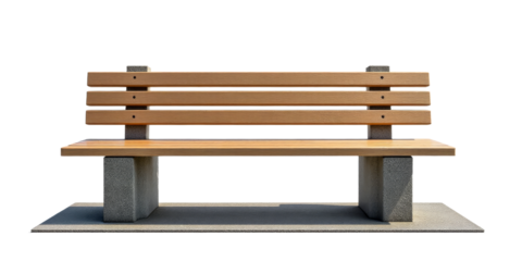 Wooden bench with stone base transparent background