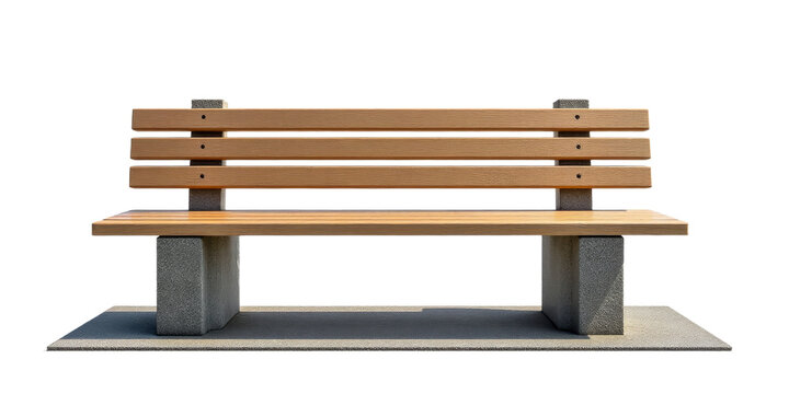 Wooden bench with stone base transparent background