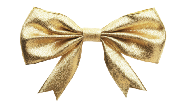 Gold bow tie on transparent background