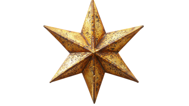 Gold star on transparent background