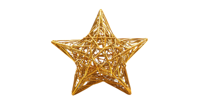 Gold star on transparent background