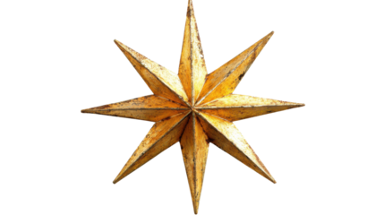 Gold star on transparent background
