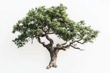 Lush green tree isolated on white background.