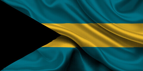 High detailed flag of Bahamas. National Bahamas flag. North America. 3D illustration.
