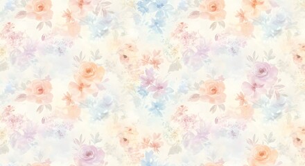 Elegant watercolor floral patterns in pastel shades, seamless and intricate, ideal for backgrounds