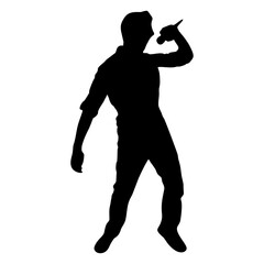 silhouette of person singing with mic
