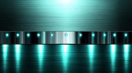 Teal Metal Background With Lights And Brushed Texture