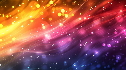 A vibrant abstract background with flowing lines and glowing orbs in warm colors.