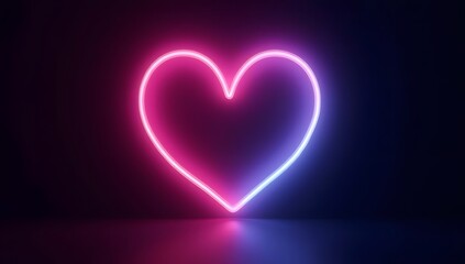 Glowing Heart on Black Background with Romantic and Valentine Symbol
