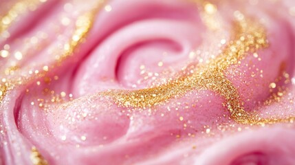 Dynamic Blends of Pink Liquid with Gold Accents