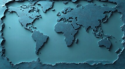 Embossed World Map Textured Surface Design