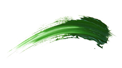 Green paint brush stroke on transparent background 