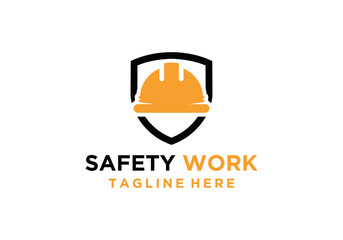 construction work safety vector logo. construction worker protection logo