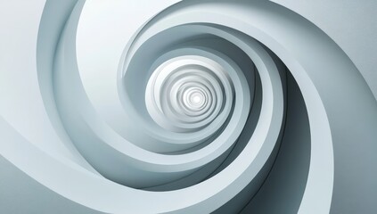 Obraz premium Abstract swirling tunnel, light grey, 3D rendering.