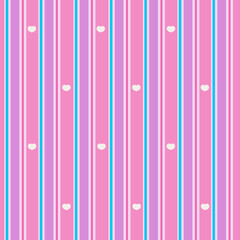 Vector Pink and White Striped Pattern with Retro Floral Border