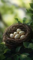 Fototapeta premium A Delicately Crafted Bird's Nest: A Symbol of Nurture, Protection, and New Beginnings in Nature's Embrace