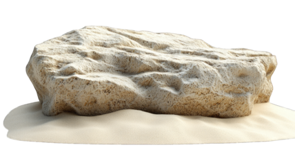 Large rock on sand, simple background, product placement