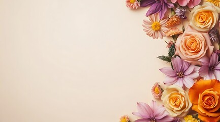 Obraz premium Frame made of of pink and white peony flowers with copy space for text on pink background. Flat lay, top view. Peony flower texture