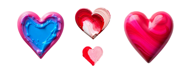 Collection set of four Heart-Shaped Object isolated on transparent background, Png file