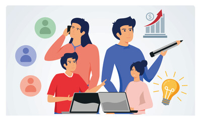 Businessman and Businesswoman taking part in business activities.