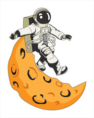 Astronaut man walking in the moon vector