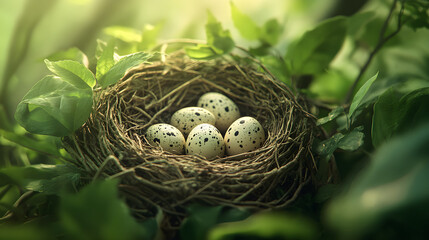Obraz premium A Delicately Crafted Bird's Nest: A Symbol of Nurture, Protection, and New Beginnings in Nature's Embrace