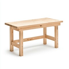 Fototapeta premium Wooden bench and carpenters workbench isolated on a clean white background for design and woodworking concepts
