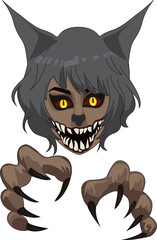 Creepy animal like demon girl