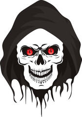 Scary grim reaper face logo vector