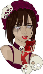 Creepy witch conducts a blood ritual