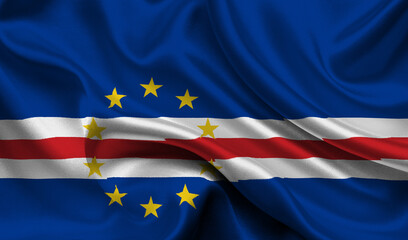 High detailed flag of Cape Verde. National Cape Verde flag. Africa. 3D illustration.