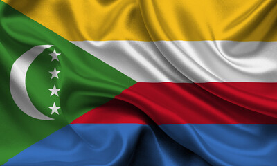 Obraz premium High detailed flag of Comoros. National Comoros flag. Africa. 3D illustration.