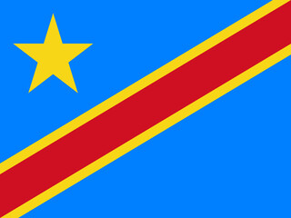 High detailed flag of Congo-Kinshasa. National Congo-Kinshasa flag. Africa. 3D illustration.