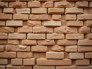 Obraz premium The brick wall's bricks have a matte finish with rough textures.