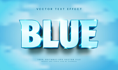 3d Blue elegant editable vector text effect, suitable for blue fresh theme