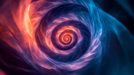 Abstract swirling nebula cosmic fiery blue orange hues