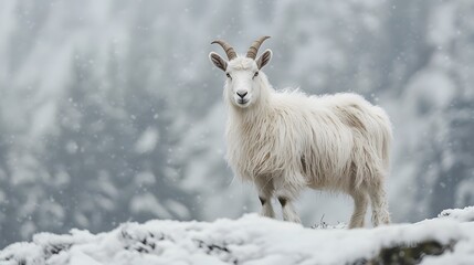 Fototapeta premium Goat on a winter day