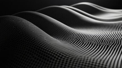 Abstract grayscale wave pattern.  Textured surface with undulating form and dot pattern.