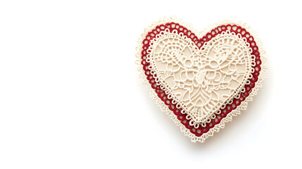 ? Handmade heart-shaped love card with a lace design isolated on white background in HD