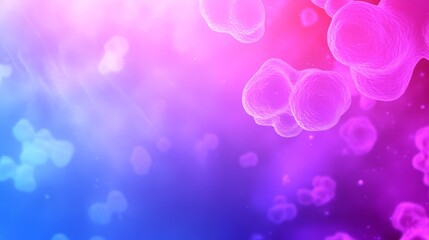 Abstract representation of colorful cell floating in a vibrant gradient background, ideal for science themes