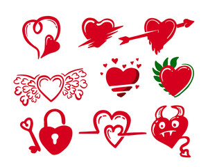 heart set valentine illustration design template