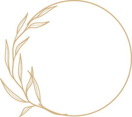 Gold Floral Circle Wedding Frame Illustration