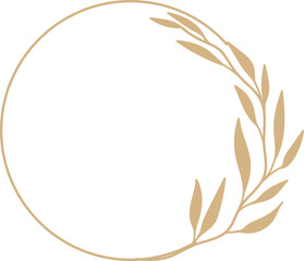 Gold Floral Circle Wedding Frame Illustration