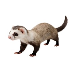 Adorable Ferret Facing Forward Against White Background