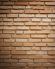 Fototapeta premium The brick wall features a mix of light and dark red bricks.