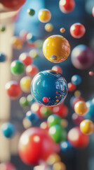 abstract colorful spheres floating in 3d space